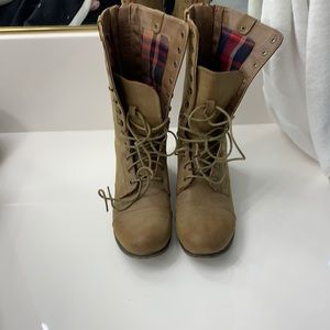 Madden Girl plaid lace up combat boots